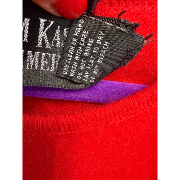 Vintage William Kasper Cashmere Sweater Short Sleeve Pullover Red Crewneck Sz M - Picture 9 of 9